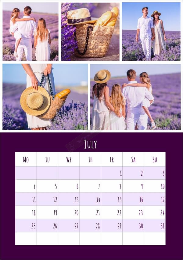Family monthly calendar